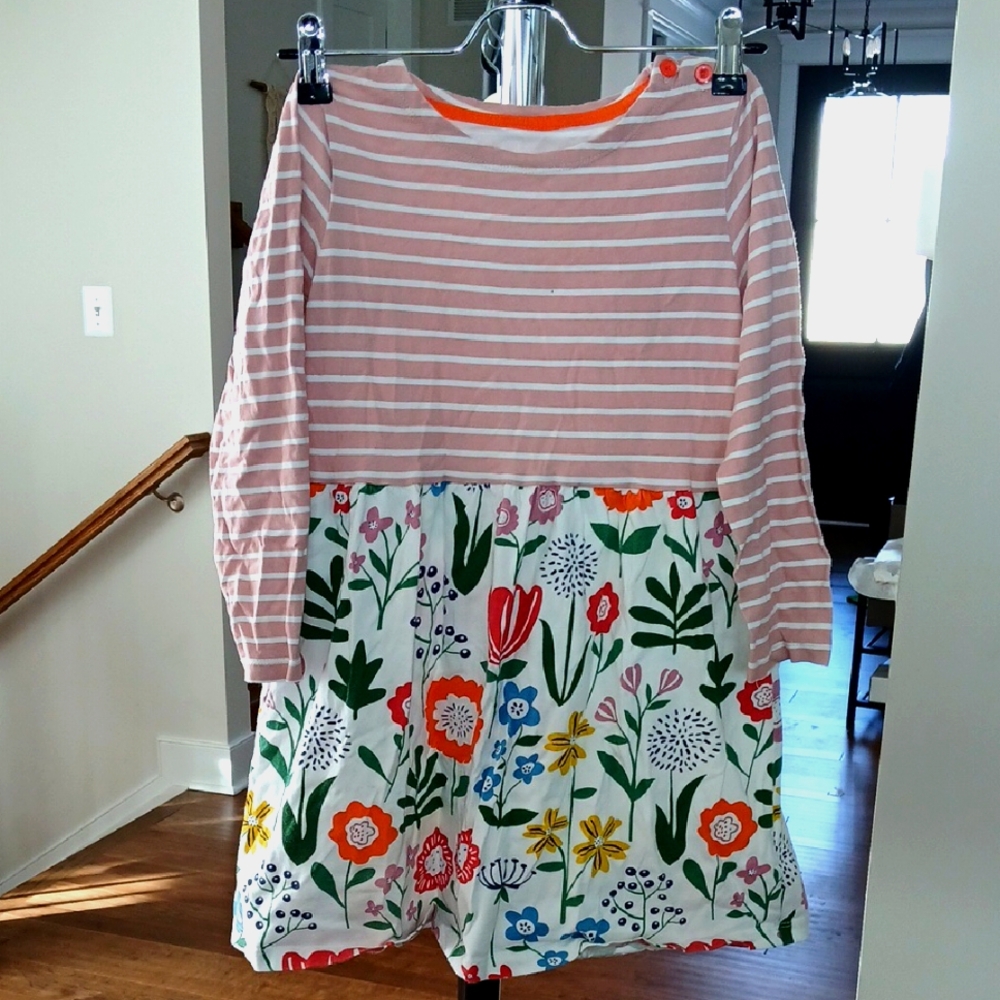 Striped and Floral Girls Dress - Size 9/10